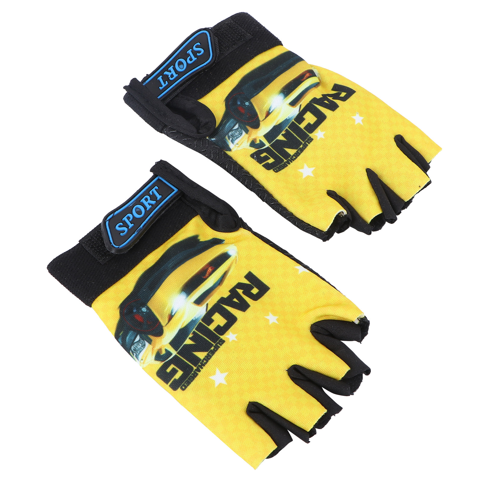 Fishing Gloves - 어린이용 반장갑, 노란색 자동차 디자인, 고급