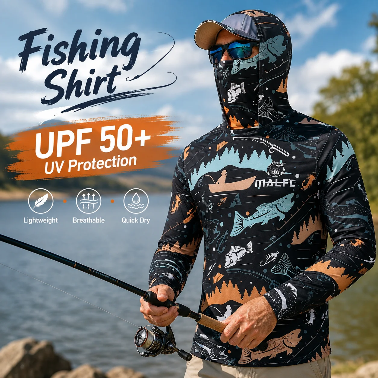 남성용 UPF 50+ 자외선 차단 기능성 후드형 얼굴  - Fishing Shirt Uv Protection 리뷰 및 가격