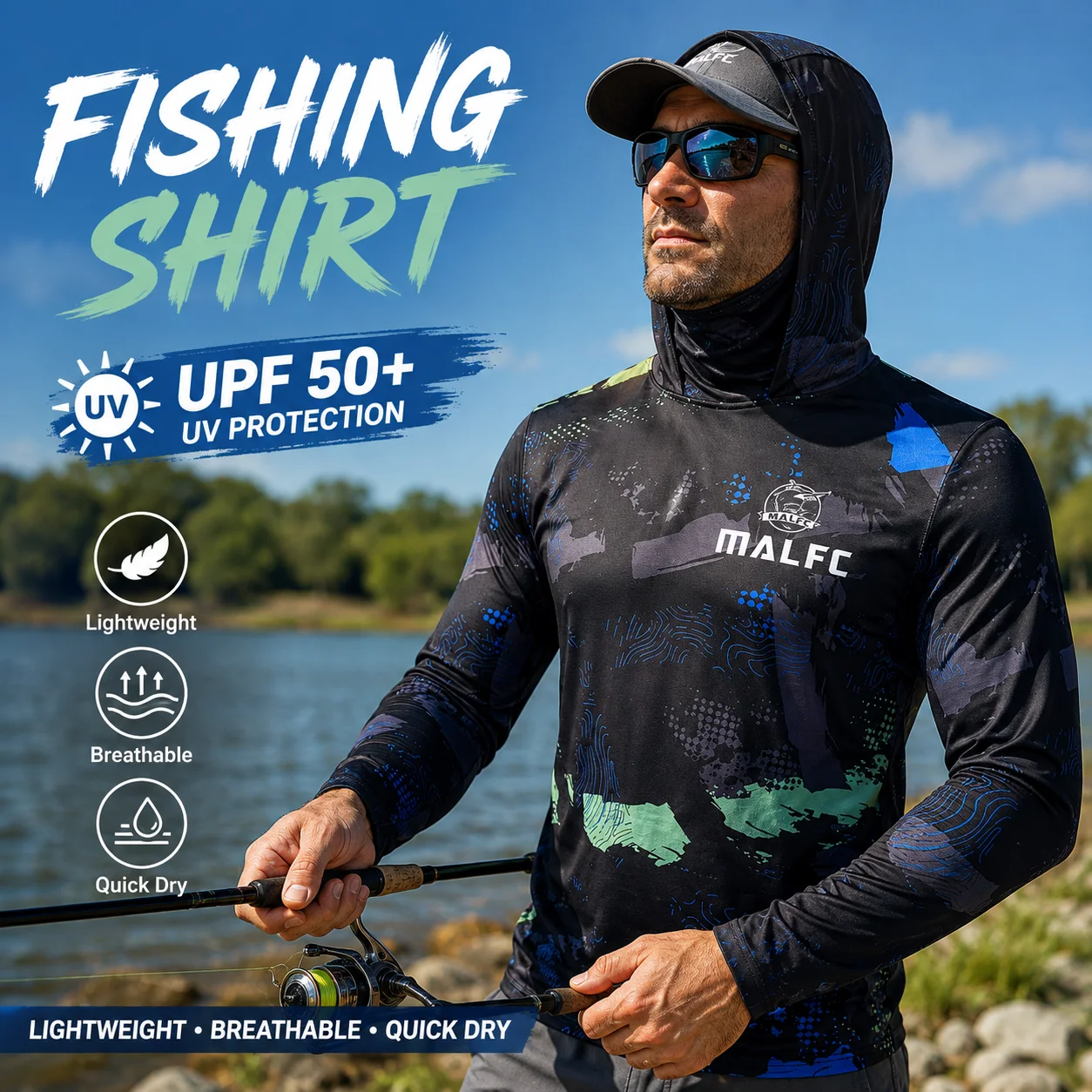 남성용 UPF 50+ 자외선 차단 기능성 후드형 얼굴  - Fishing Shirt Uv Protection 리뷰 및 가격